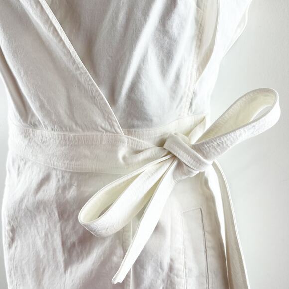 A.L.C Sidelle Linen Blend Wrap Ruffle Sleeve Mini Dress White 4 - Picture 8 of 13